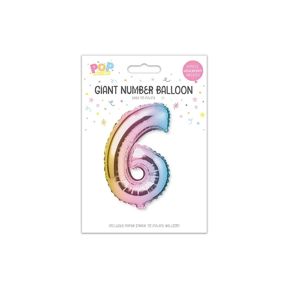 Giant Multicoloured Iridescent Foil Number Balloon | Assorted 0–9 - Image 8