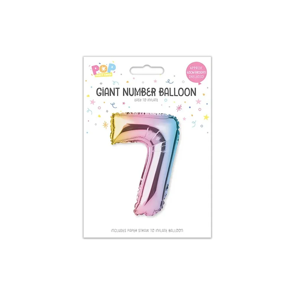 Giant Multicoloured Iridescent Foil Number Balloon | Assorted 0–9 - Image 9