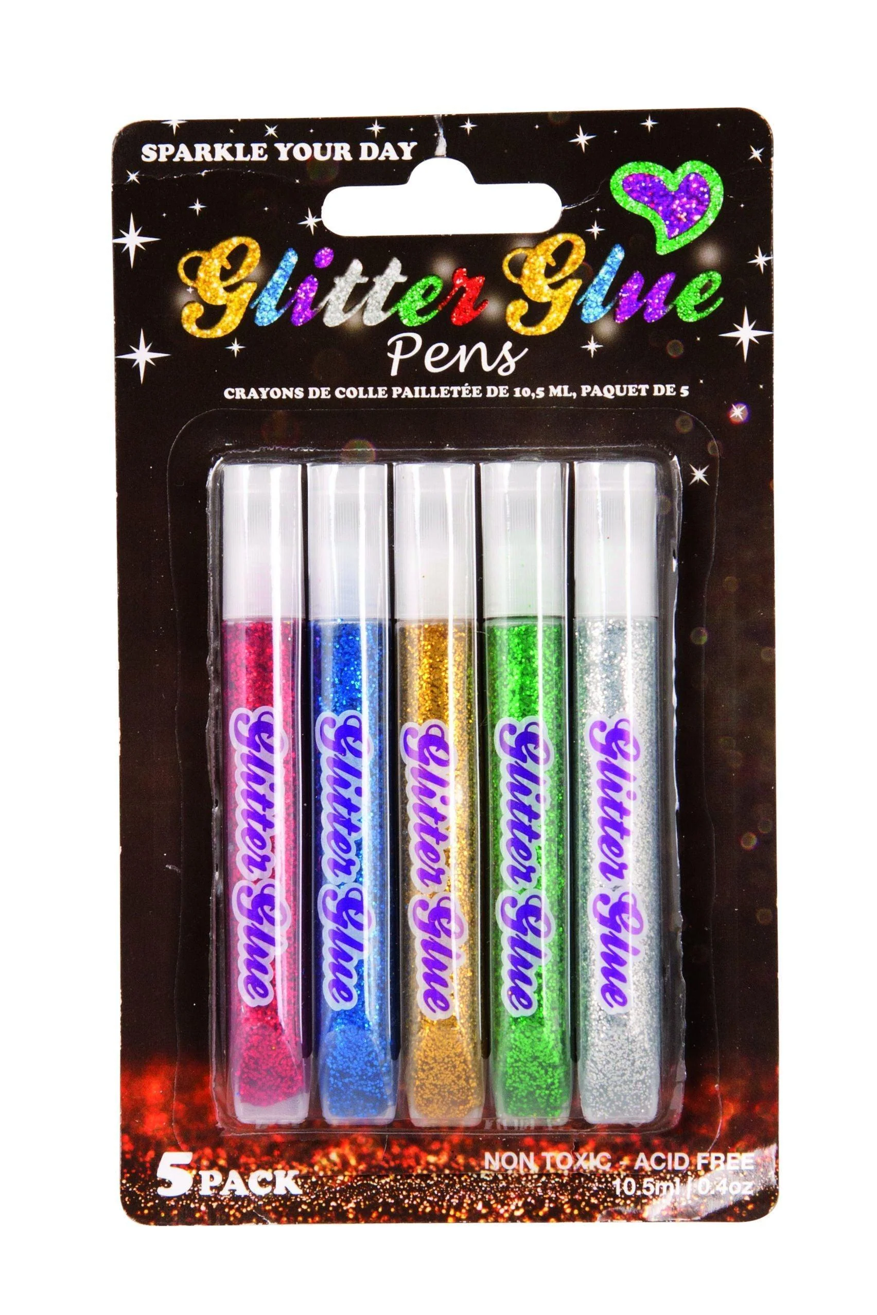 Glitter Glue Pens 10.5ml 5pk Assorted Colours