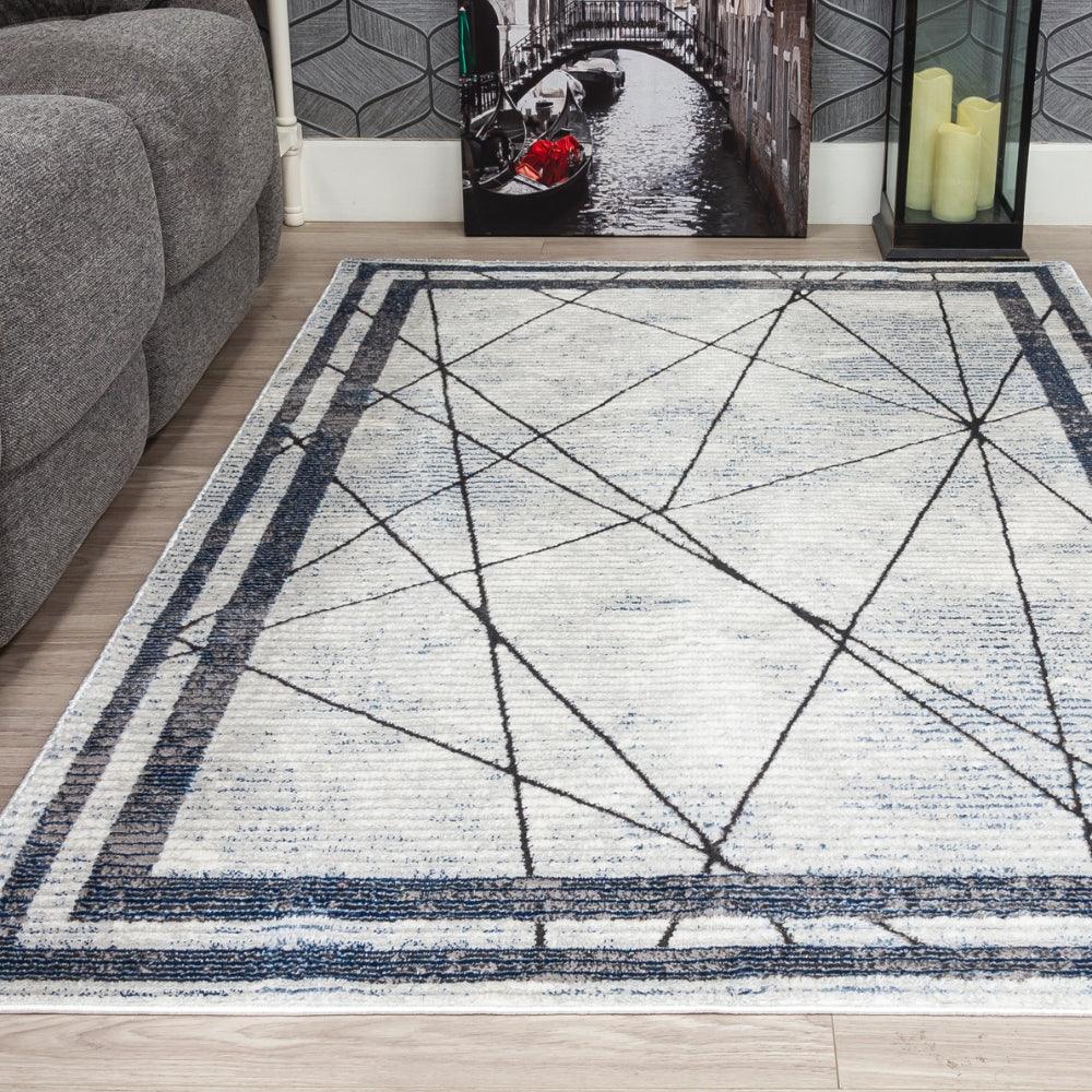 Glitz Art Deco Blue Rug | Modern Geometric Design, Plush Comfort - Image 2