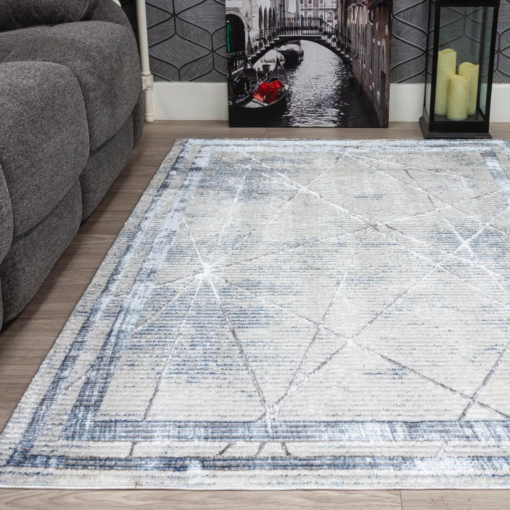 Glitz Art Deco Blue Rug | Modern Geometric Design, Plush Comfort - Image 3