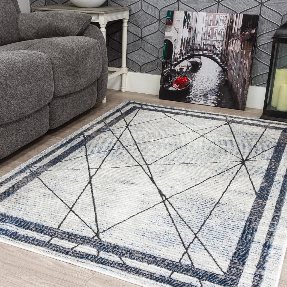 Glitz Art Deco Blue Rug | Modern Geometric Design, Plush Comfort - Image 4