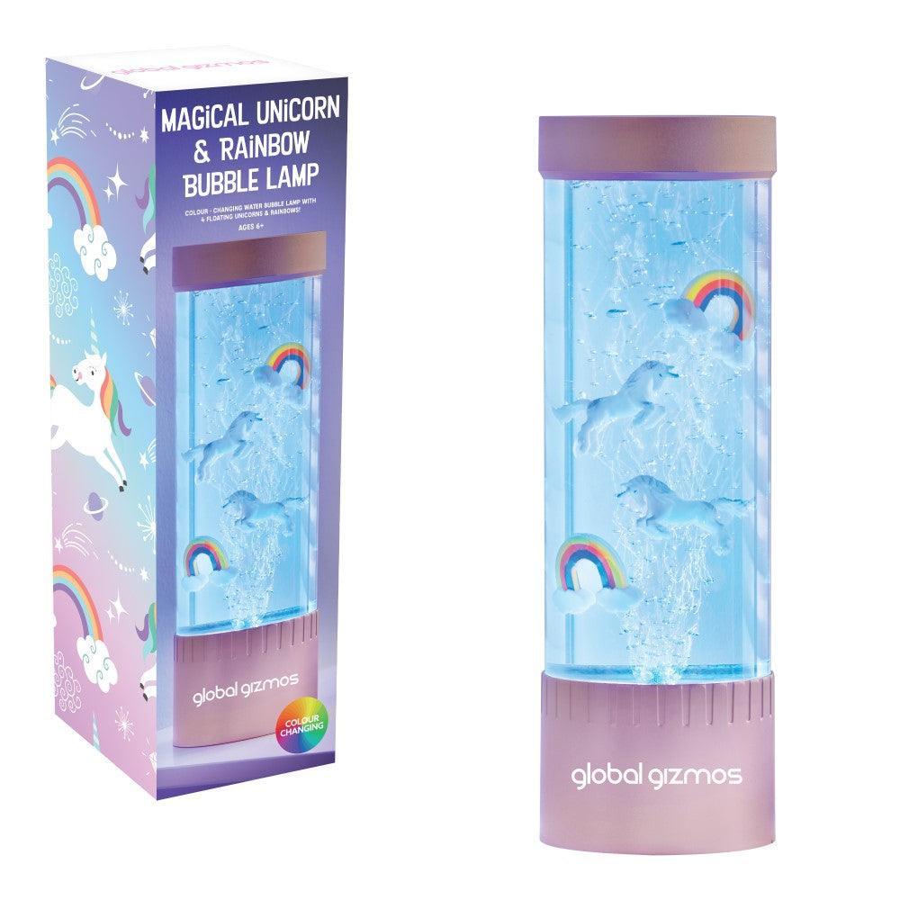 Global Gizmos Rose Gold Unicorn & Rainbow Bubble Lamp | 32cm