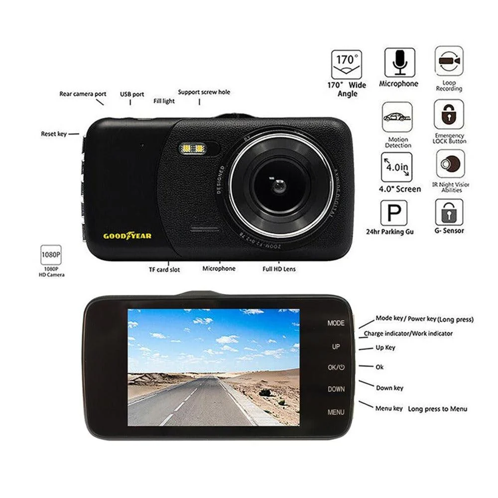 Goodyear Dash Cam with Reverse Camera | Night Vision & Motion Detection - Image 4