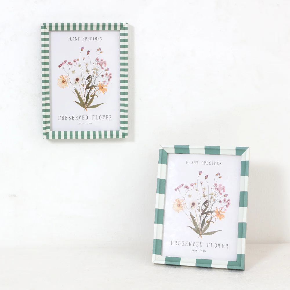 Green and White Striped Photo Frame Set | 5 x 7in, Pack of 2 - Image 2