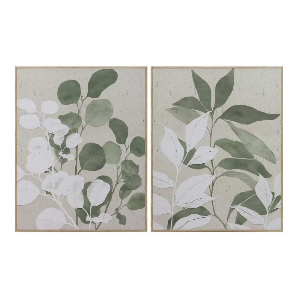 Green Leaf Framed Canvas Botanical Wall Art | Assorted Designs, 40 x 50cm