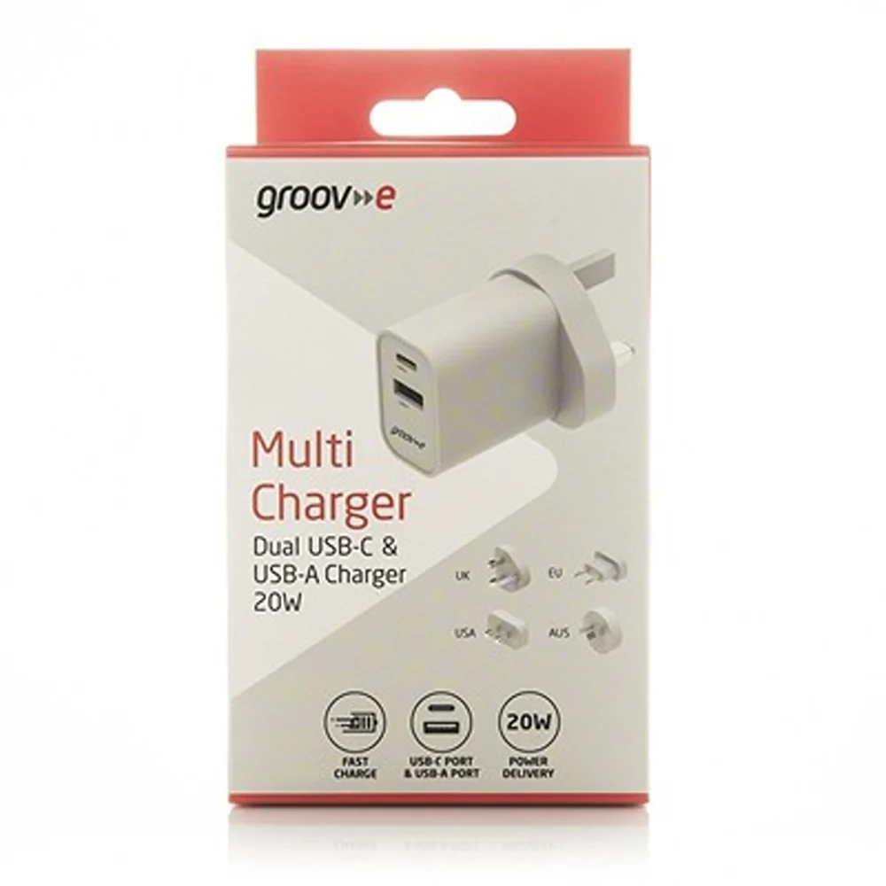 Groov-e Dual Port Wall Charger | USB-C PD, USB-A Quick Charge, Foldable Plug - Image 2