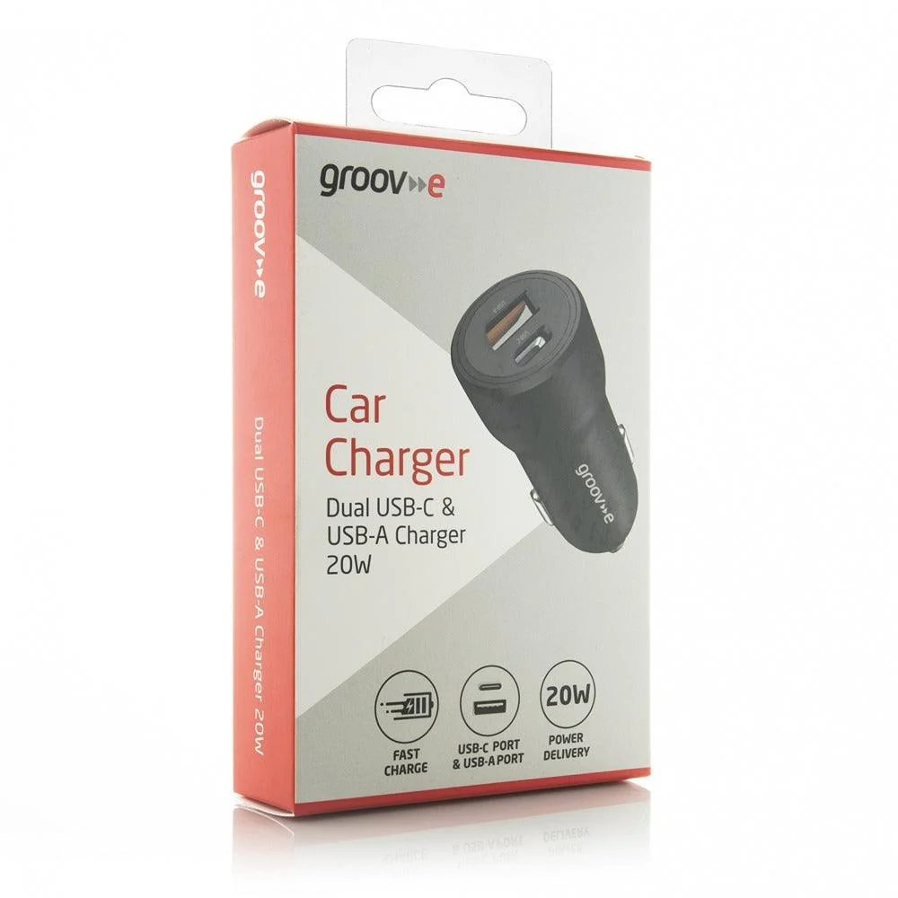 Groov-e Dual USB-A & C Car Charger | 20W | Black - Image 6