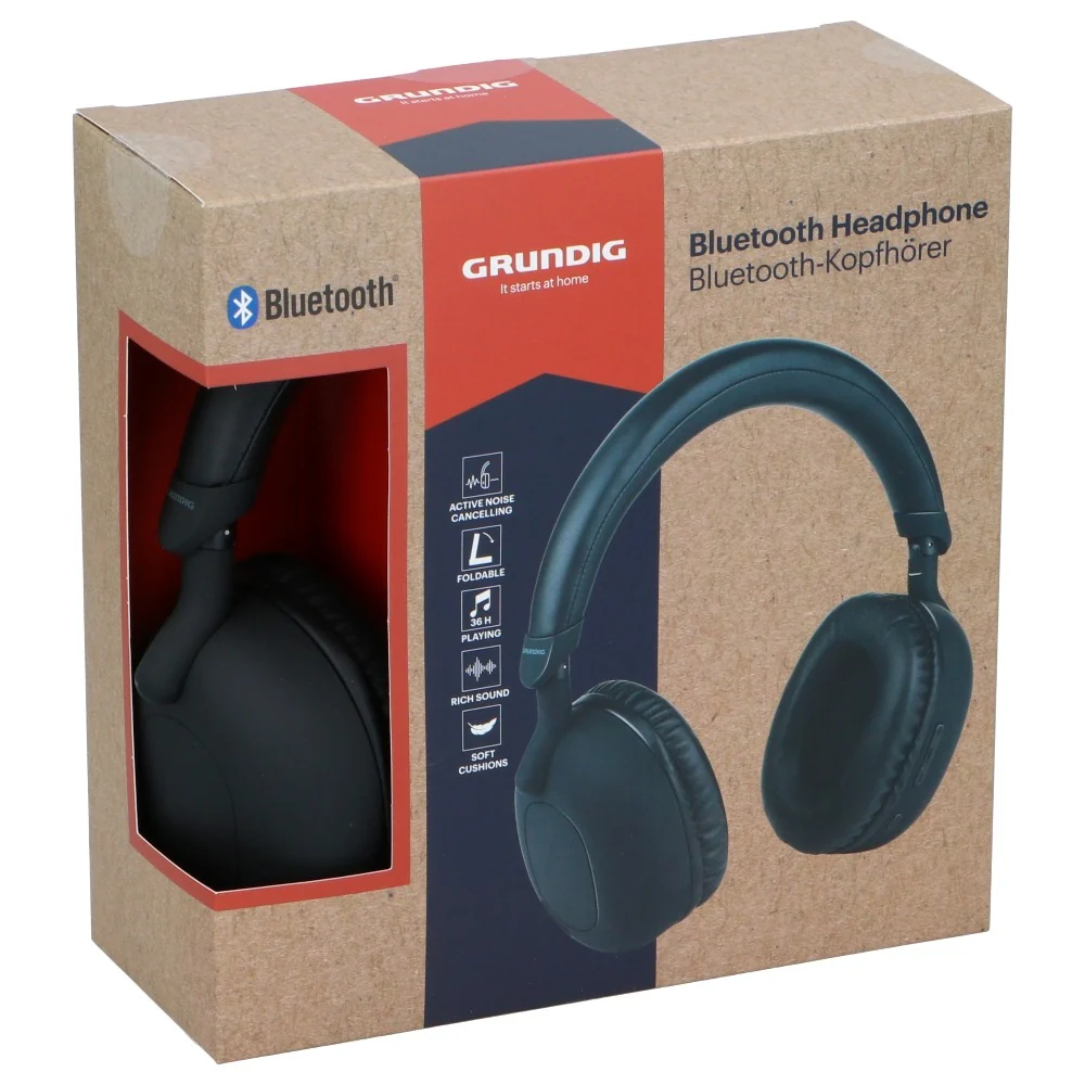 Grundig ANC Bluetooth Over-Ear Headphones | Black, Cushioned Earcups - Image 2