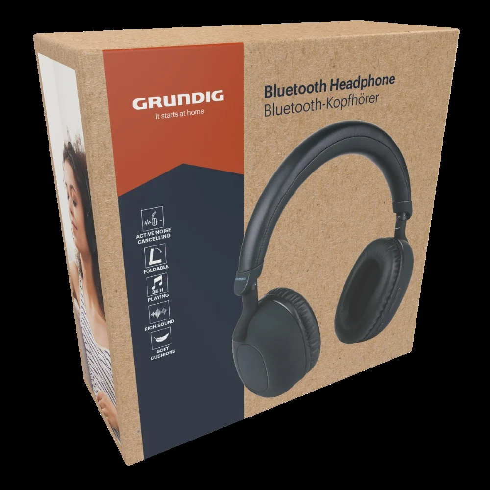 Grundig ANC Bluetooth Over-Ear Headphones | Black, Cushioned Earcups - Image 6