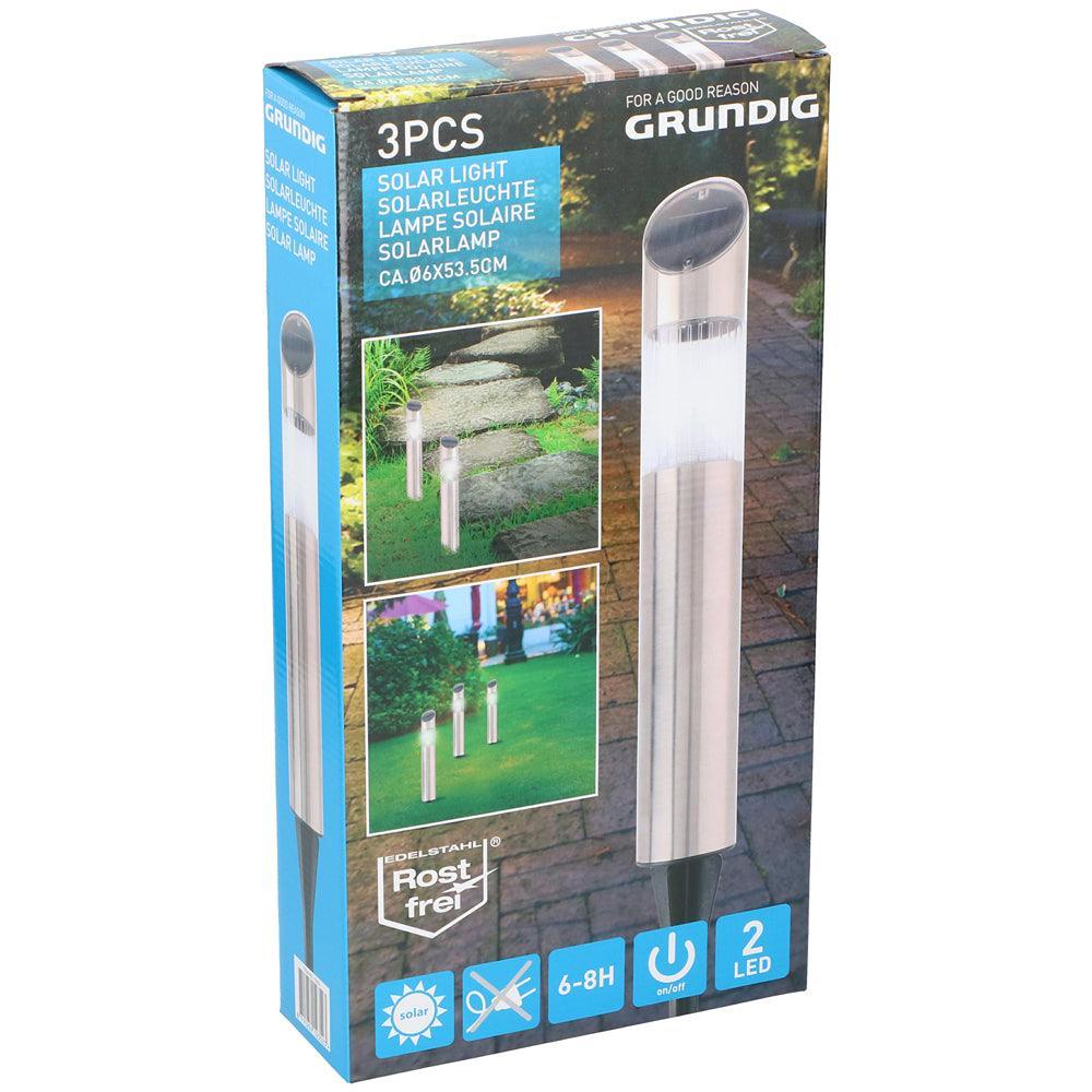 Grundig Stainless Steel Solar Lamps | Set of 3 - Image 3