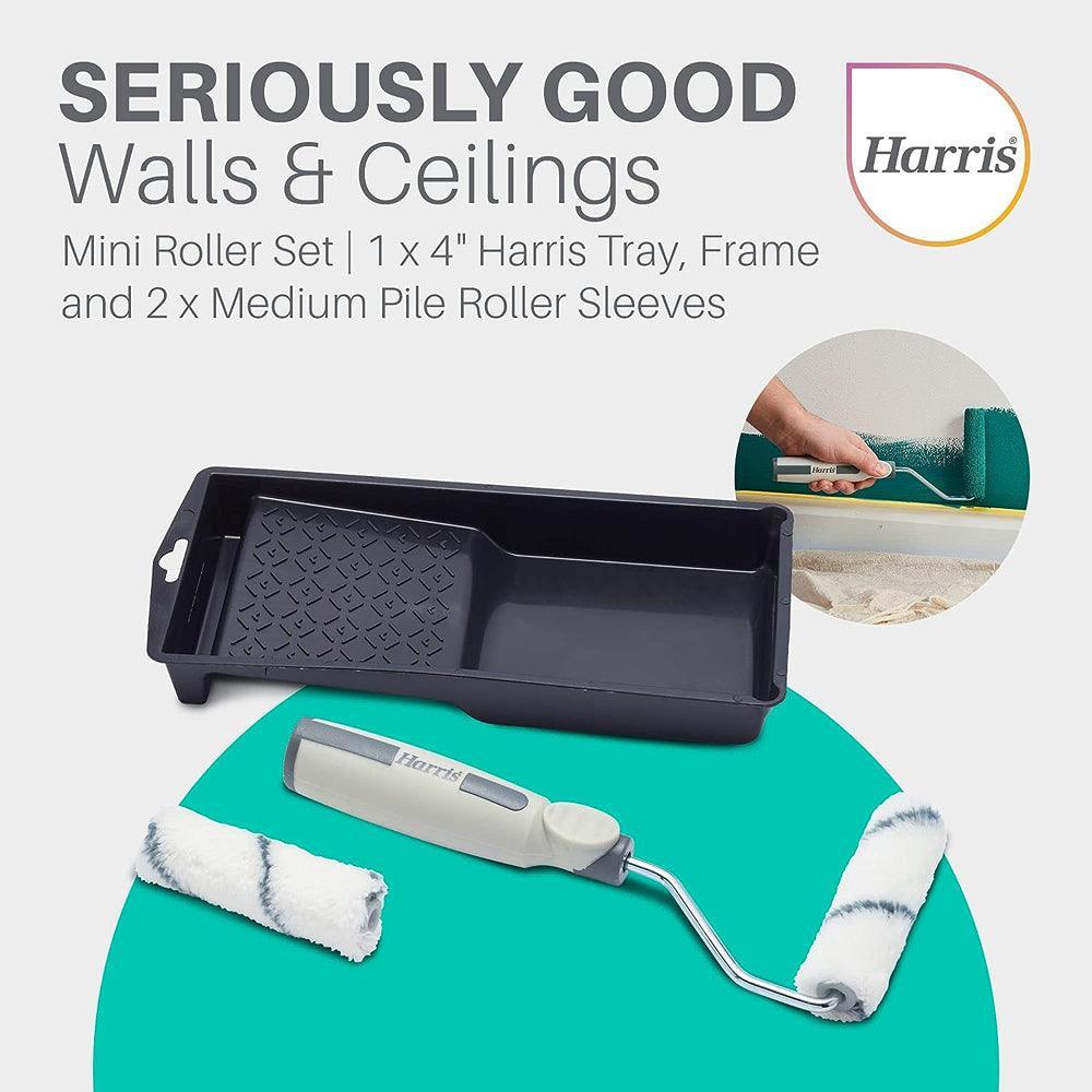 Harris Seriously Good Walls & Ceilings Medium Pile Paint Roller Set with Tray | 4in| 2 Sleeves - Image 5