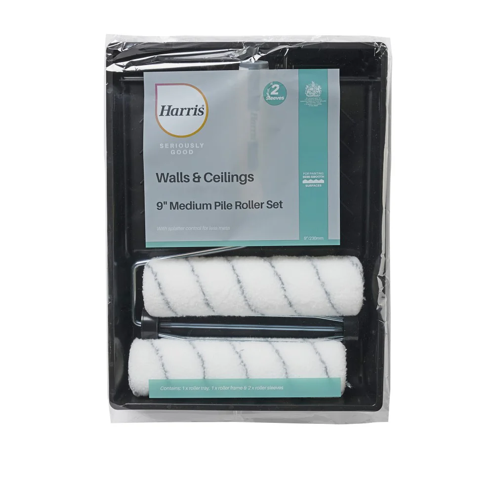 Harris Seriously Good Walls and Ceilings Paint Roller Set | 9in, Twin Sleeve