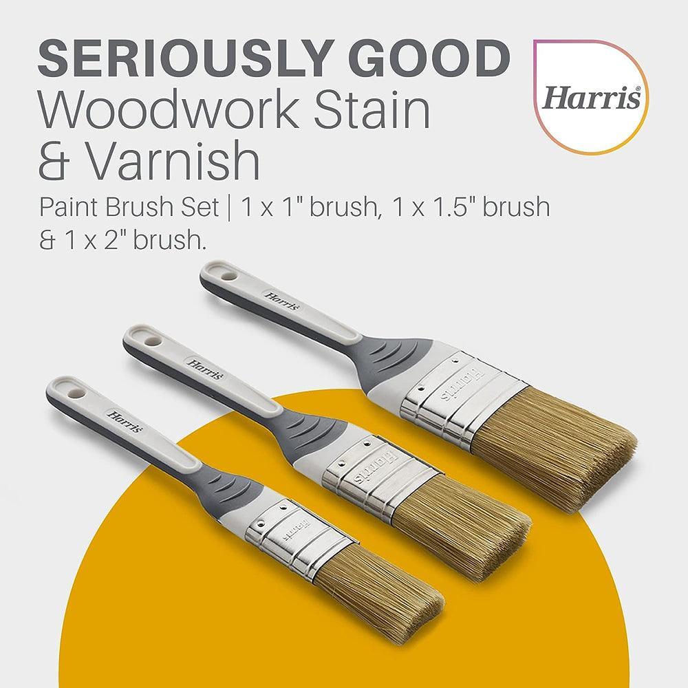 Harris Seriously Good Woodwork Stain & Varnish Paint Brush | Pack of 3 - Image 3