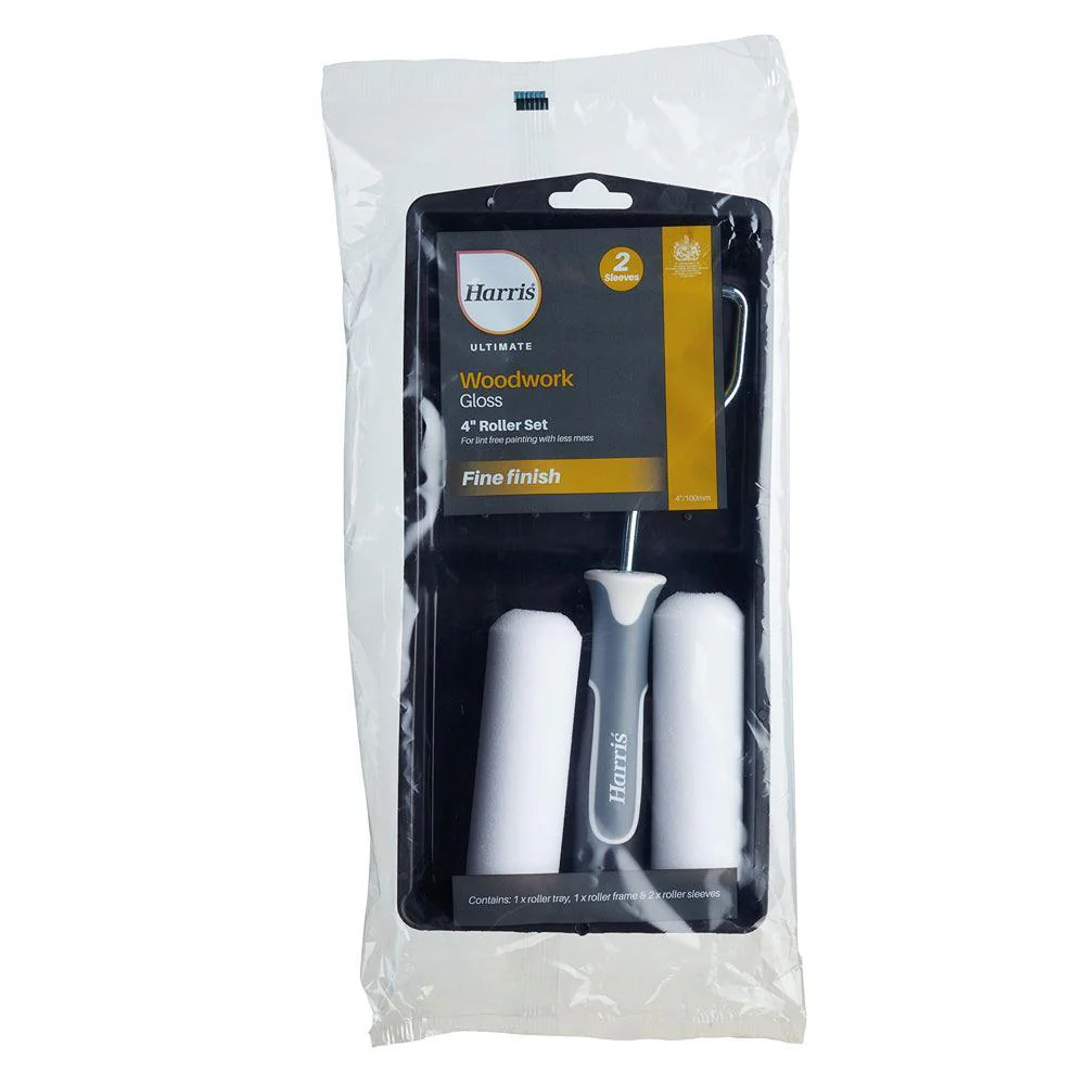 Harris Ultimate Woodwork Gloss Roller Set | 4in | 2 Sleeves