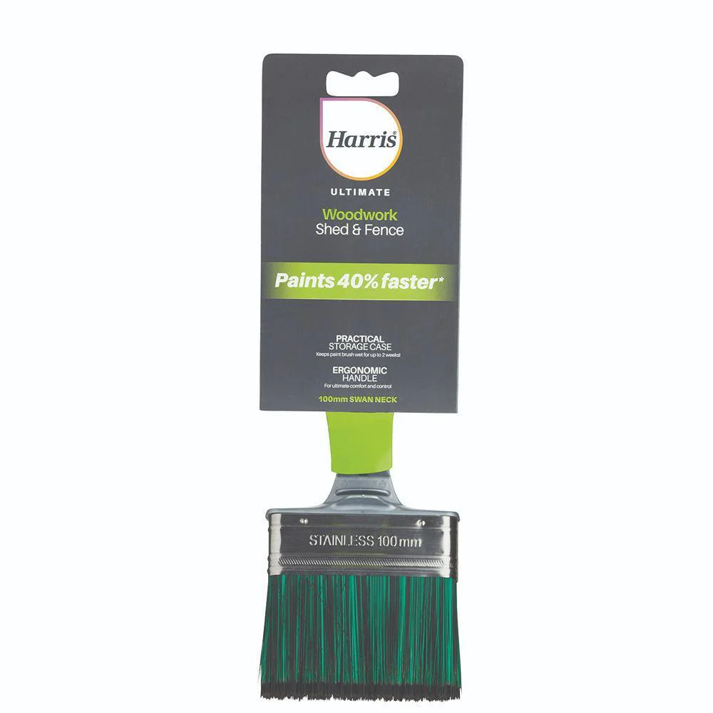 Harrus Ultimate Shed & Fence Swan Neck Paint Brush | 100mm/4in