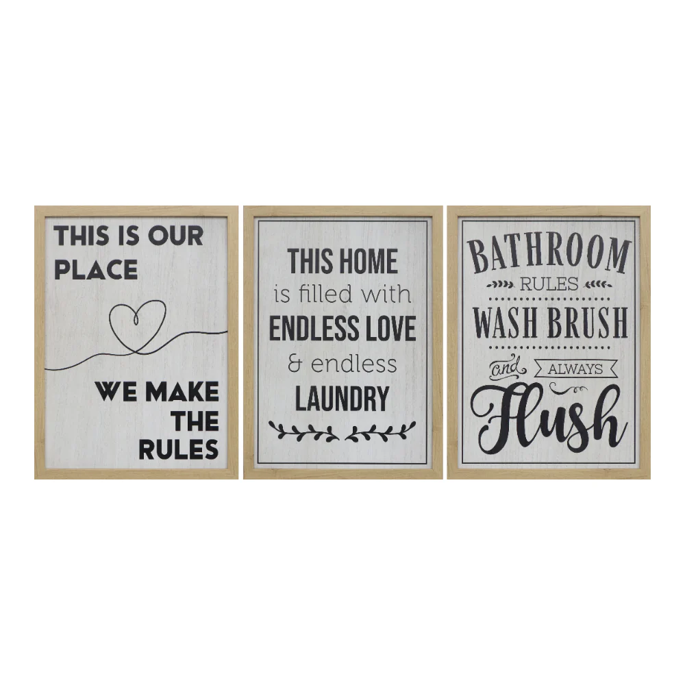 Home Sayings Wooden Framed Wall Art | Assorted Quote Designs, 30 x 40cm