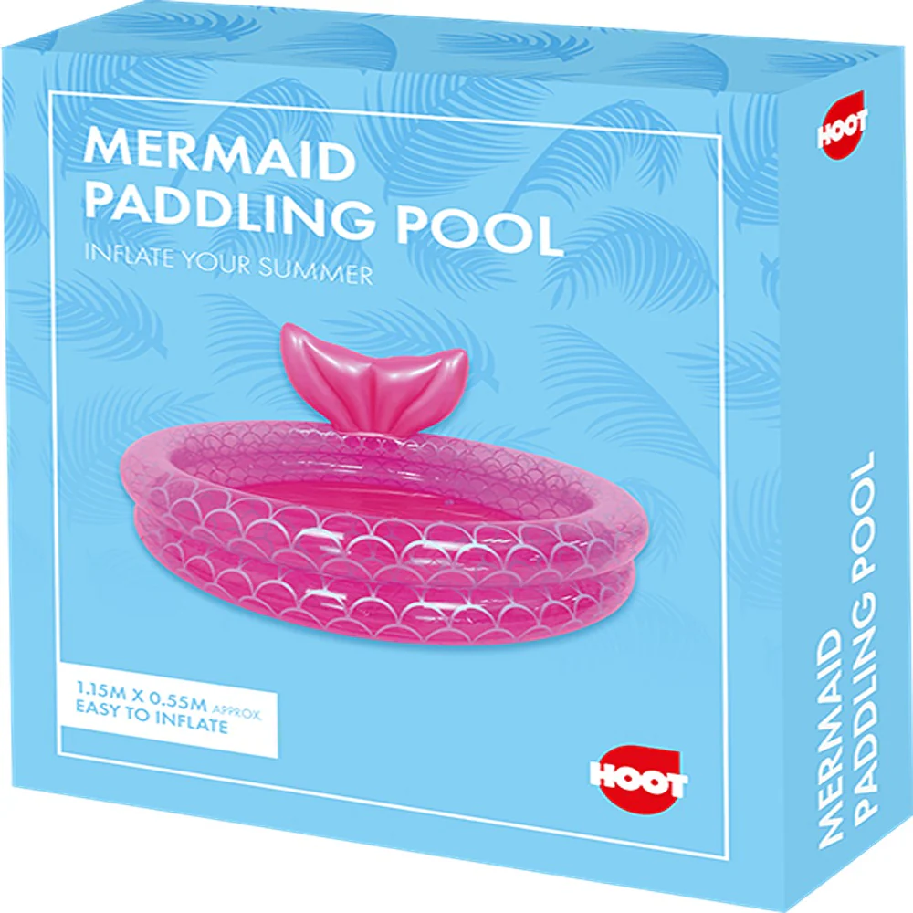 Hoot Inflatable Mermaid Paddling Pool | Pink 1.15m x 0.55m - Image 2