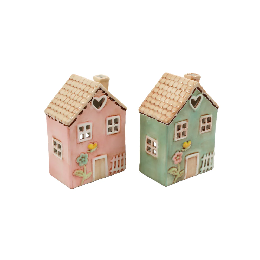 House-Shaped Decorative Tea Light Candle Holder Ornament | 12 x 17
