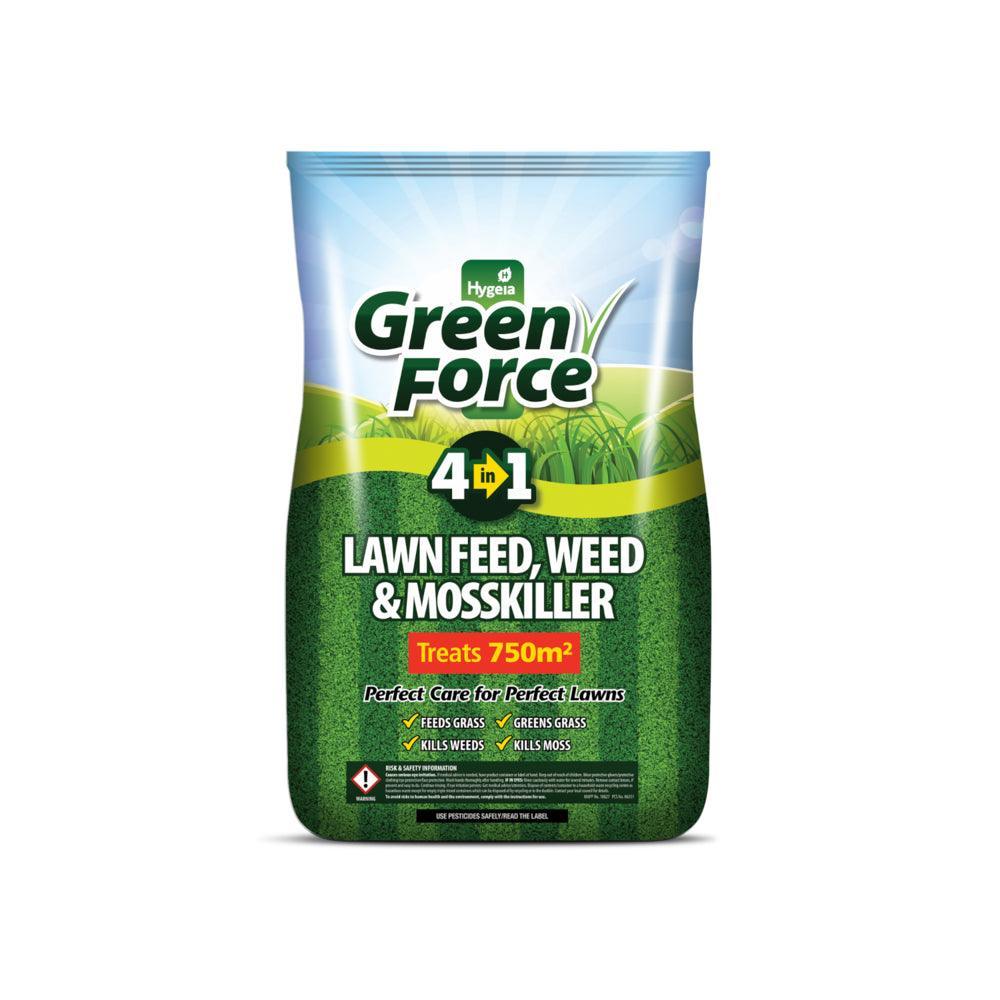Hygeia GreenForce 4 in 1 Lawn Feed, Weed & Mosskiller | 15kg