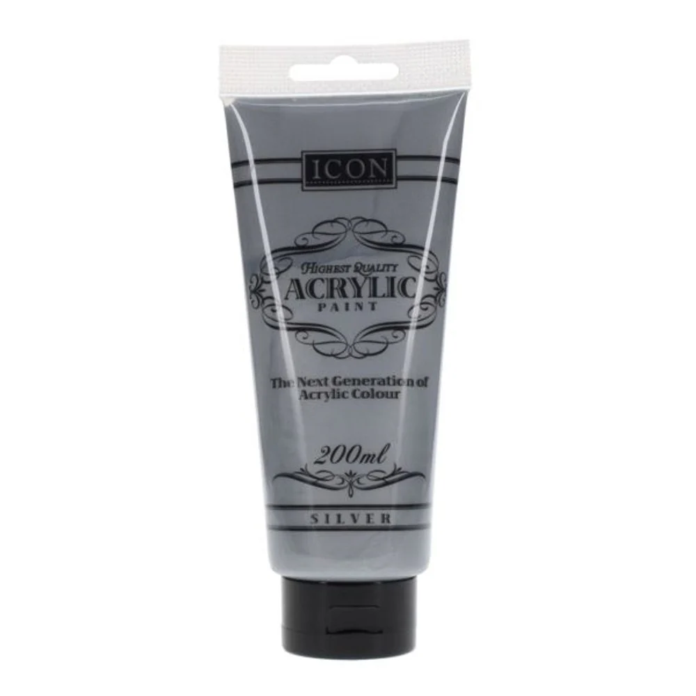 Icon High-Quality Silver Acrylic Paint | 200ml