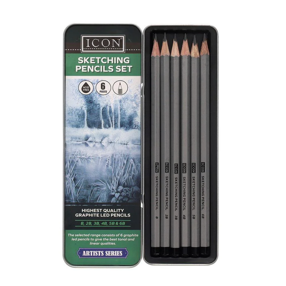 Icon Sketching Pencils B-6B Set | 6 Piece Set - Image 2