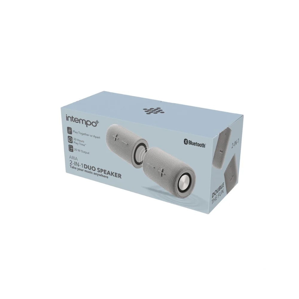 Intempo Aria Duo Grey Portable Speaker | Dual Passive Radiators - Image 10