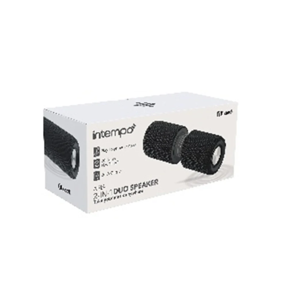 Intempo Aria Duo Speaker | 2-in-1 Detachable Cylinder Design, Black, Stereo Mode