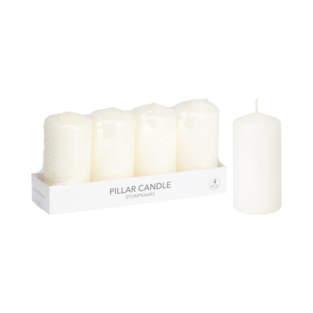 Ivory Pillar Candle Set Pillar Candles | Pack of 4, 10cm Tall