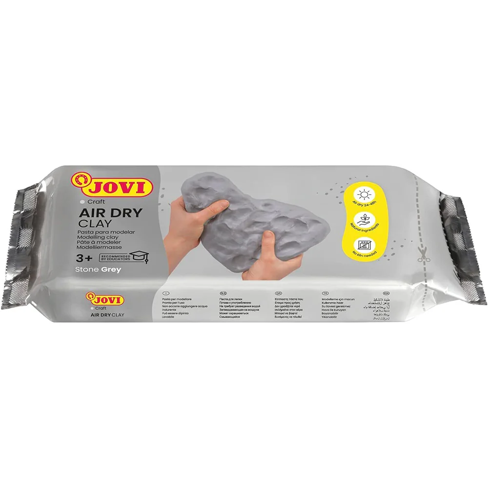 Jovi Stone Grey Air Dry Modelling Clay | 1kg, Ages 3+, Natural Ingredients