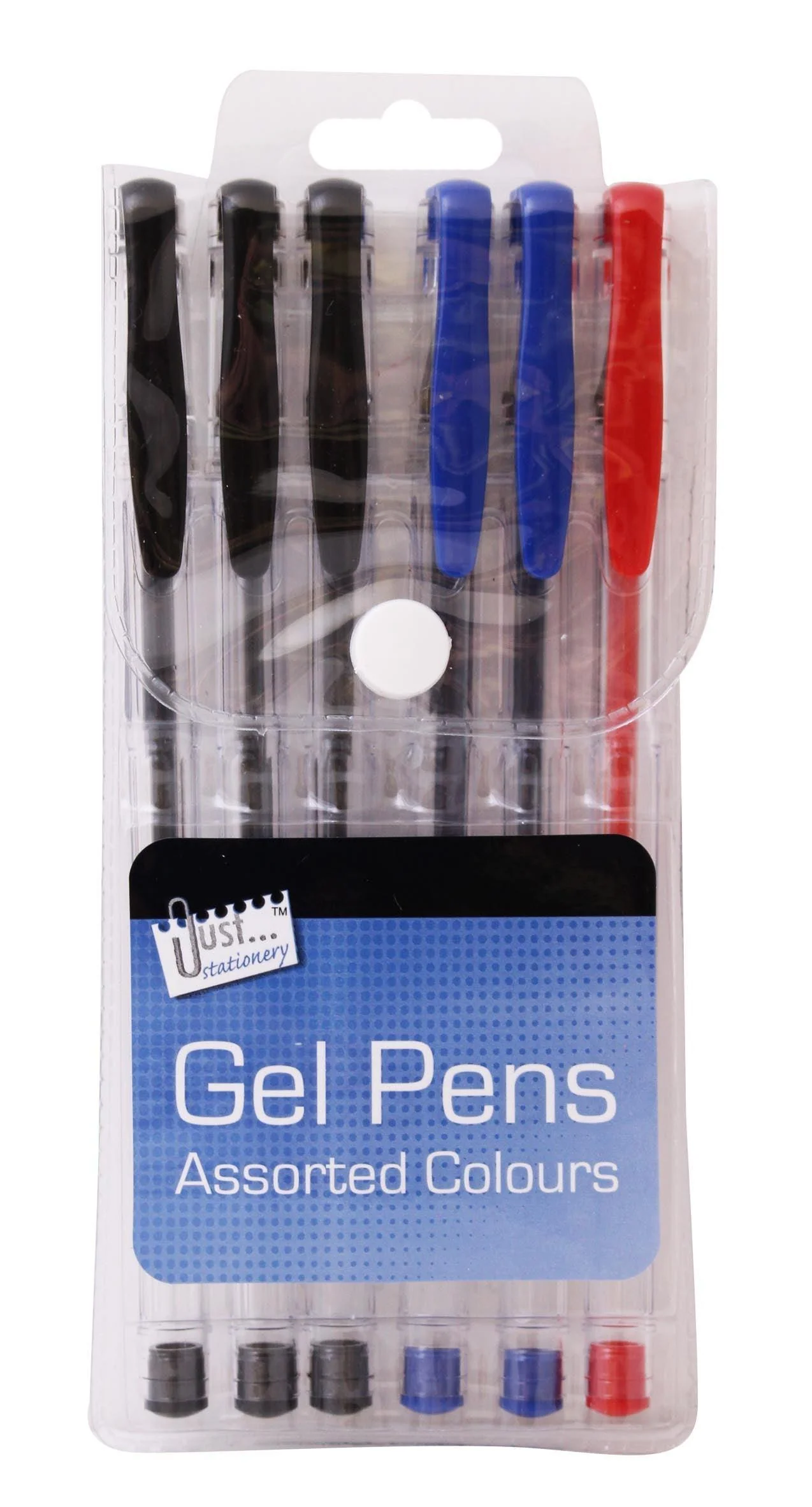 Just Stationery Assorted Coloured Gel Pens | 6 Pack