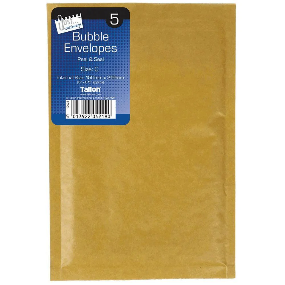 Just Stationery Bubble Envelopes Size C | Pack of 5