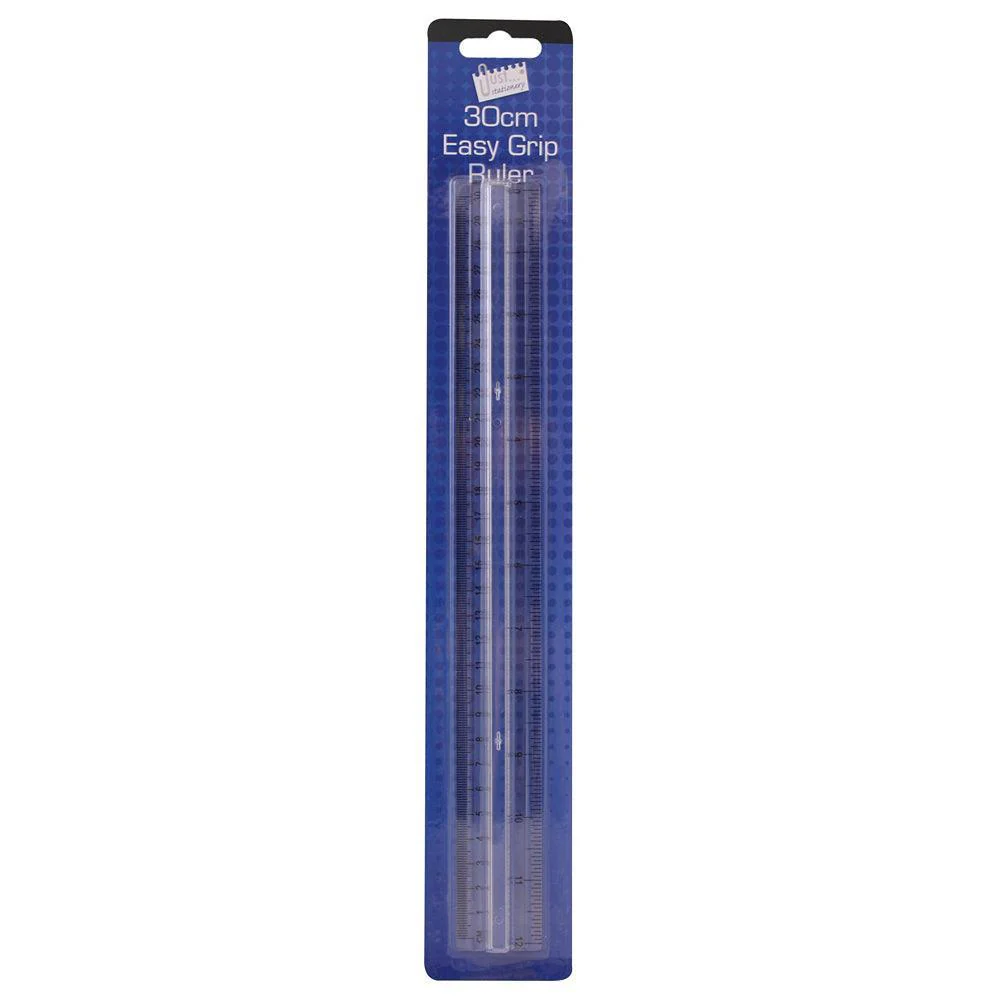 Just Stationery Clear Easy Grip Ruler | 30cm