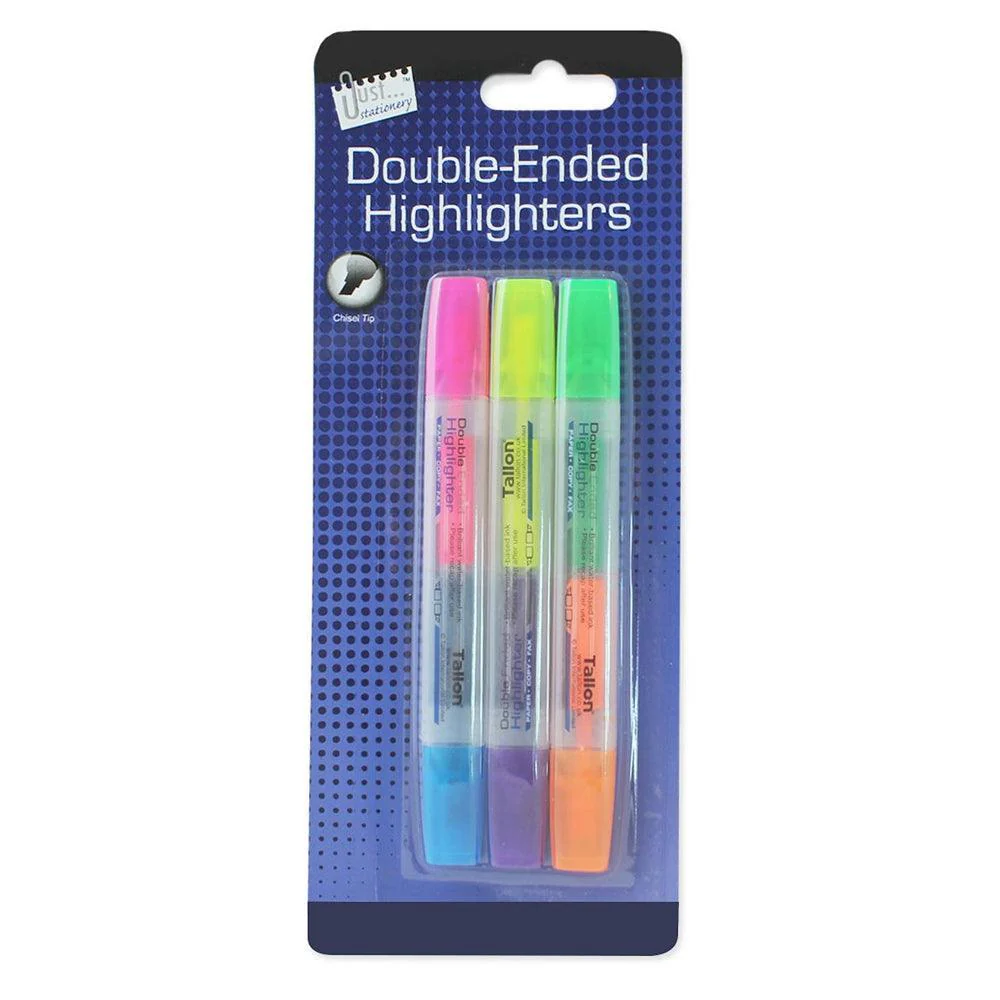 Just Stationery Highlighters Double Ended | Pack of 3