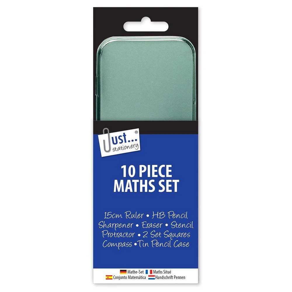 Just Stationery Maths Set In Case | 10 Pieces