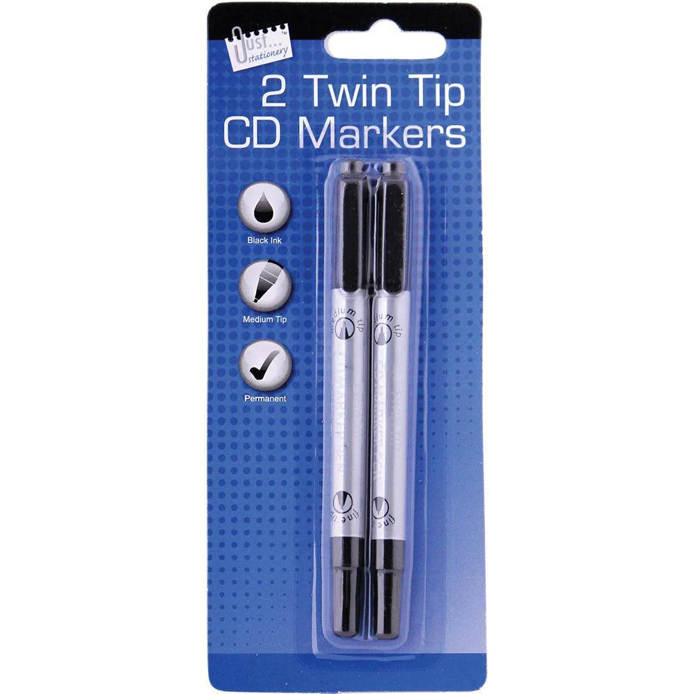 Just Stationery Twin Tip CD Markers | Pack of 2