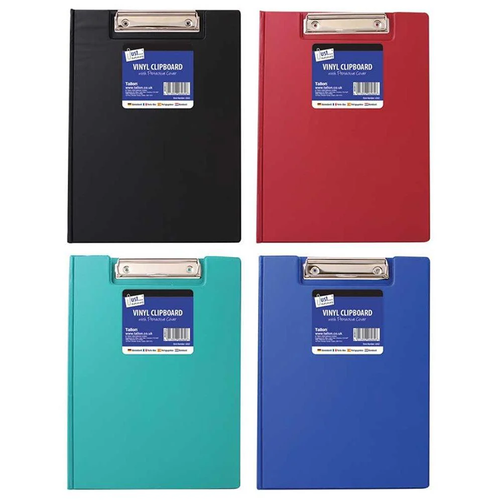 Just Stationery Vinyl Clipboard with Cover | Assorted Colours