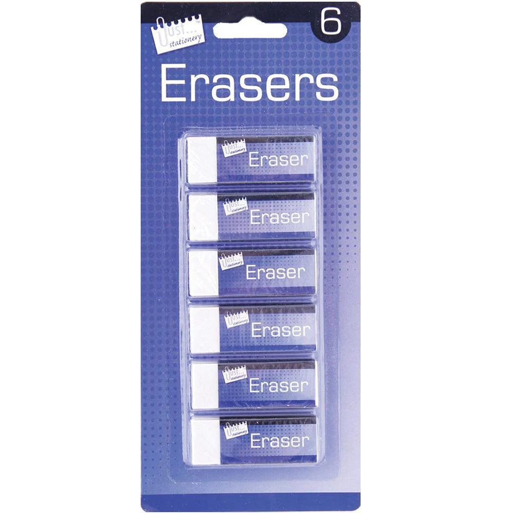 Just Stationery White Erasers | Pack of 6