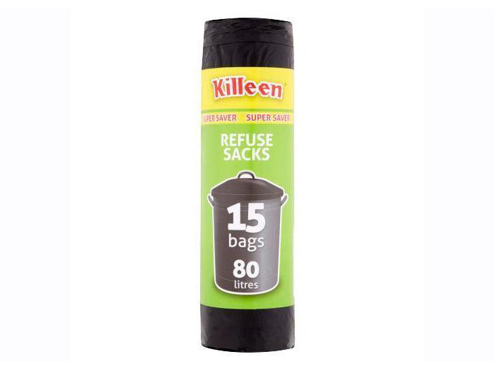 Killeen Supersavers 15 Refuse Sacks with 80 litre capacity