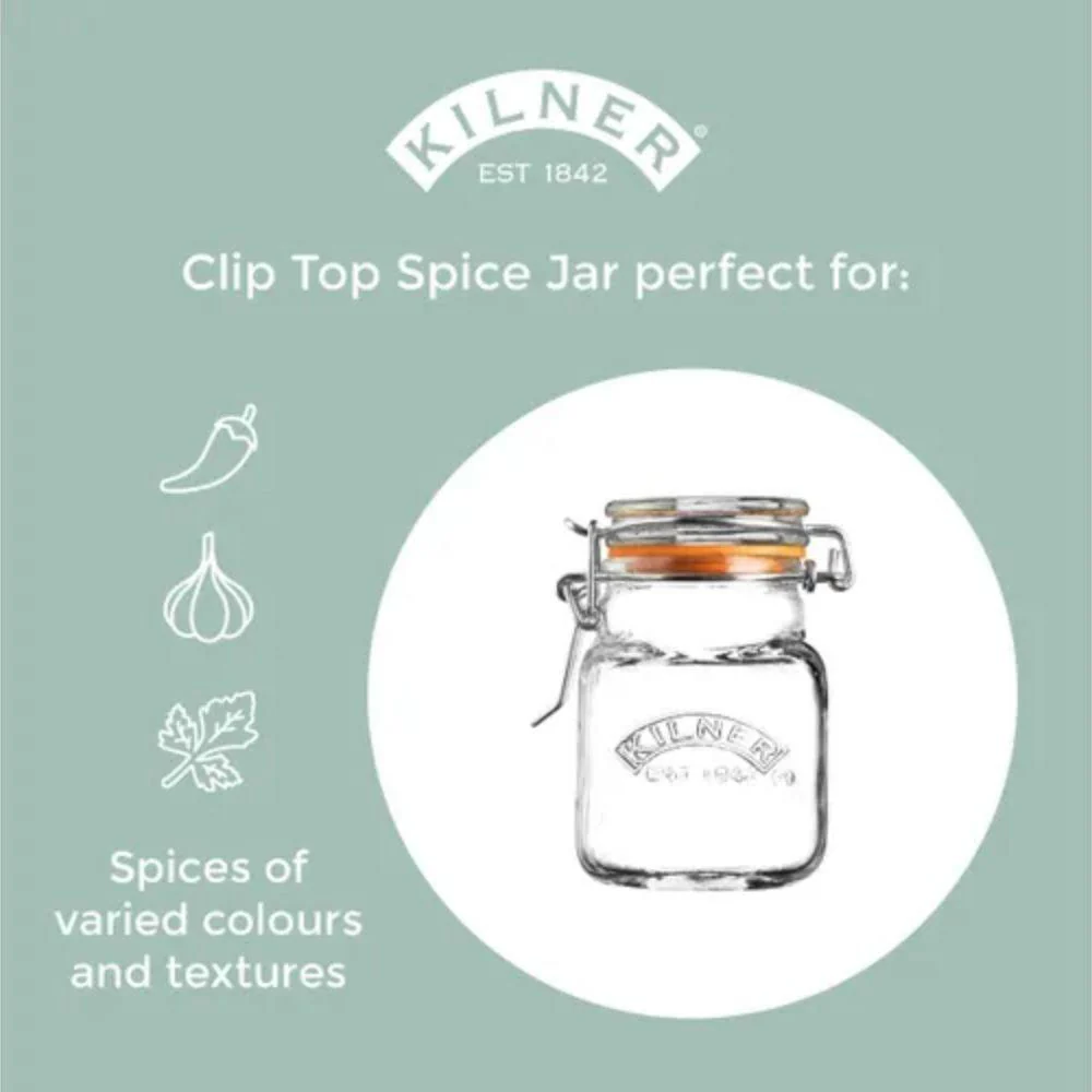 Kilner Clip Top Square Spice Jar | 70ml - Image 3