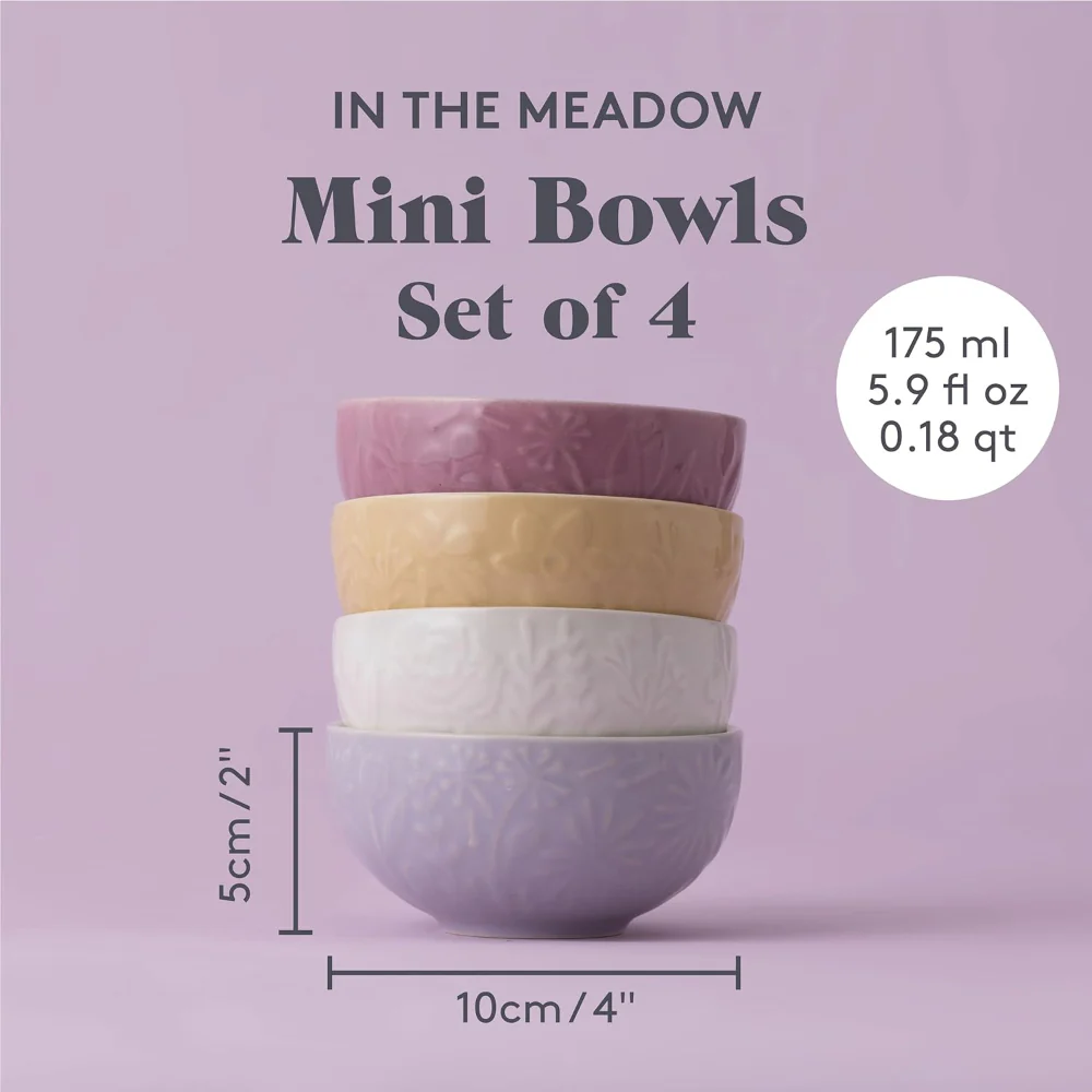 Kilner Embossed Mini Bowl Set | Pack of 4, Assorted Pastel Colours - Image 4