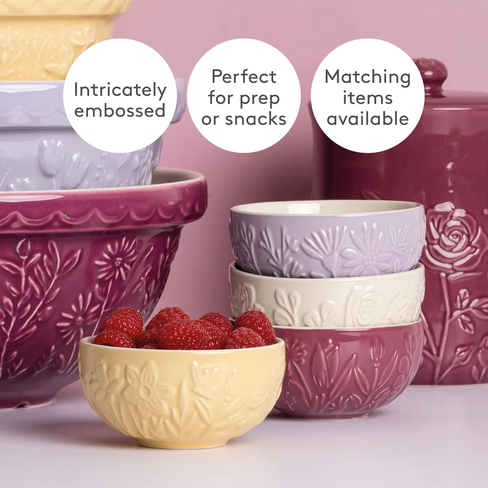 Kilner Embossed Mini Bowl Set | Pack of 4, Assorted Pastel Colours - Image 5