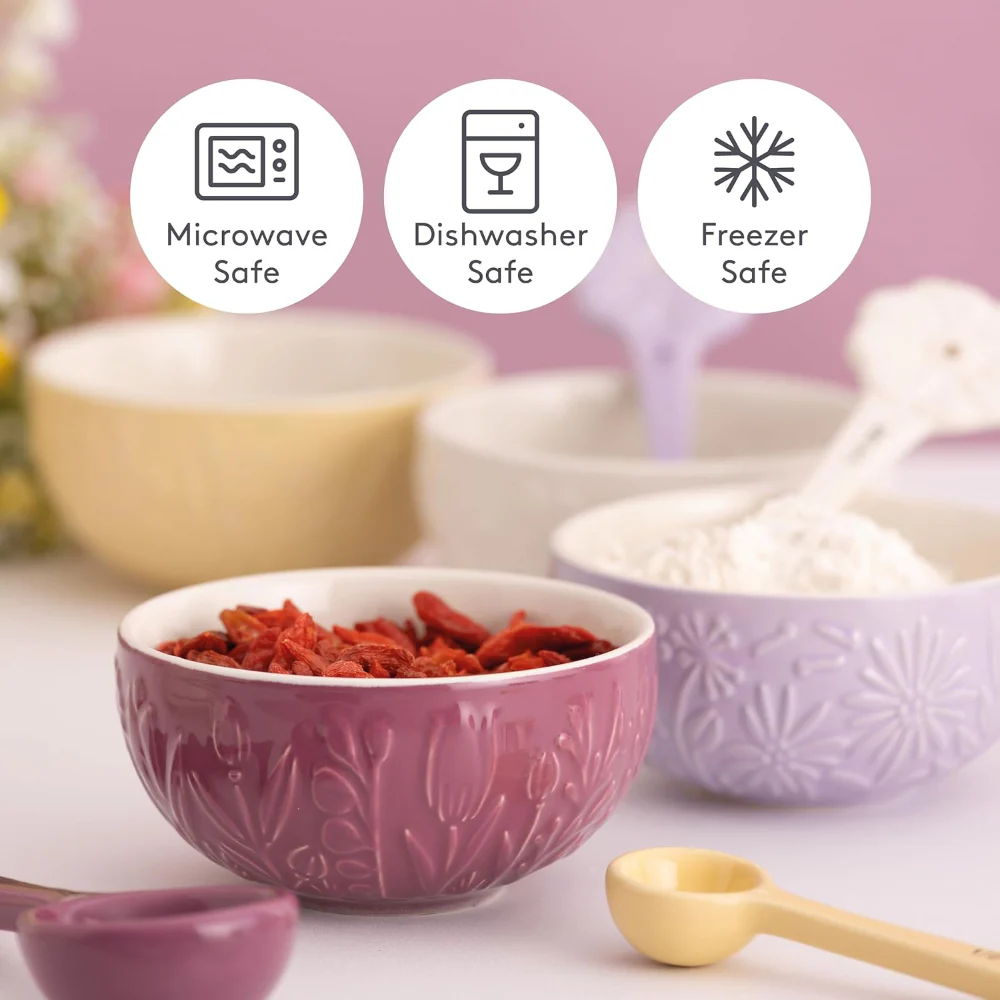 Kilner Embossed Mini Bowl Set | Pack of 4, Assorted Pastel Colours - Image 6