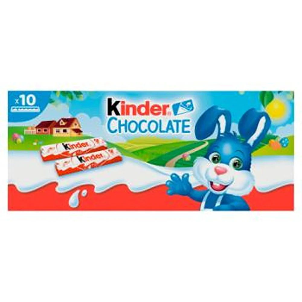 Kinder Individually Wrapped Creamy Filled Milk Chocolate Bars | Pack of 10, 125g