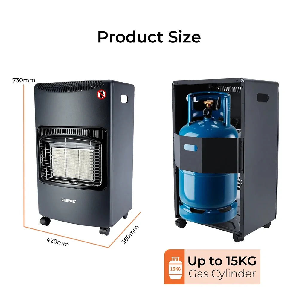 Kingavon Portable Gas Heater | 4.2kW, Slimline, Castor Wheels - Image 6