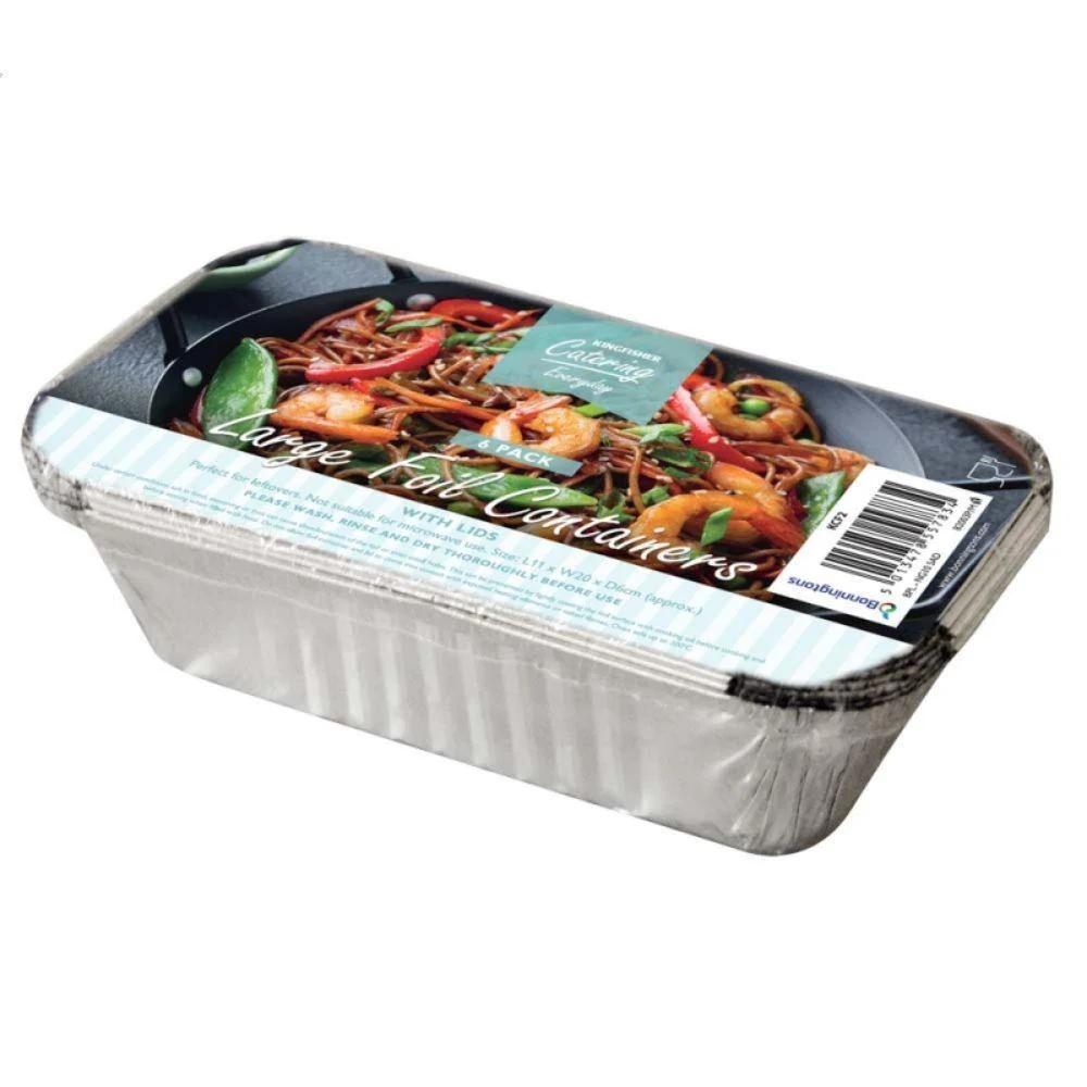 Kingfisher Catering Large Foil Containers With Lids | 6 Pack