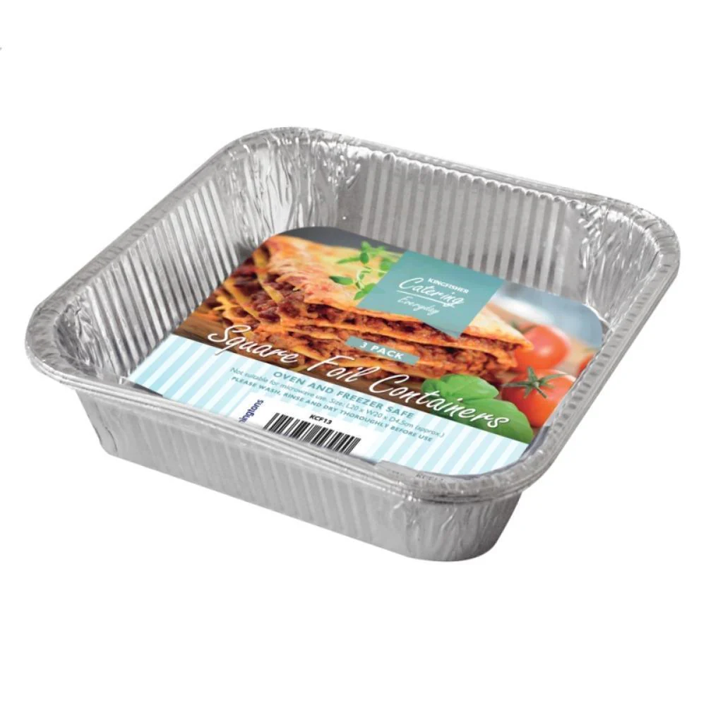 Kingfisher Catering Square Foil Container Trays | 3 Pack