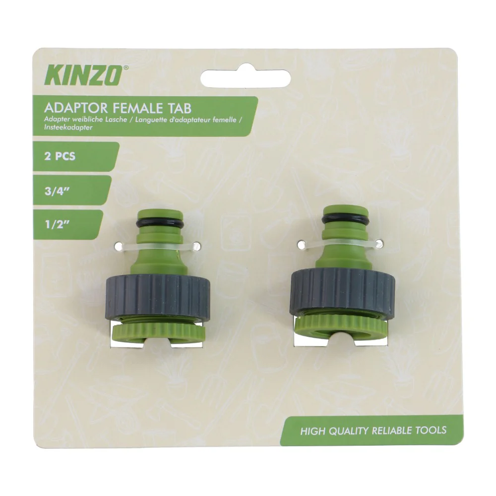 Kinzo Female Tap Adaptor for Garden Hose | Pack of 2, 3/4 and 1/2 Inch