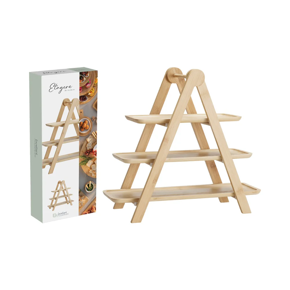 Kitchenware Bamboo 3-Tier Food Serving Stand | 38 x 16 x 53cm