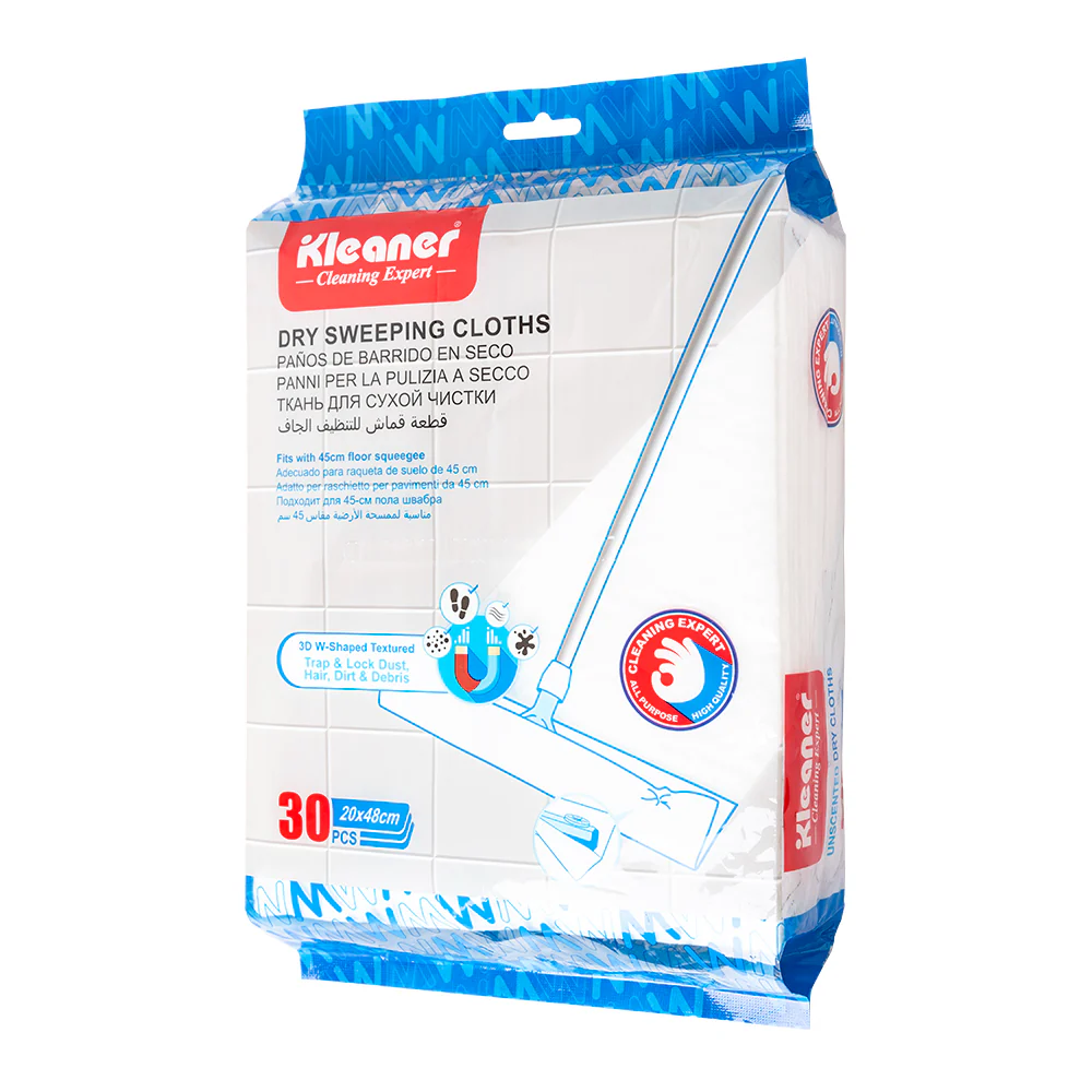 Kleaner Dry Sweeping Non-Woven Cloths | Pack of 30, 20 x 48 cm
